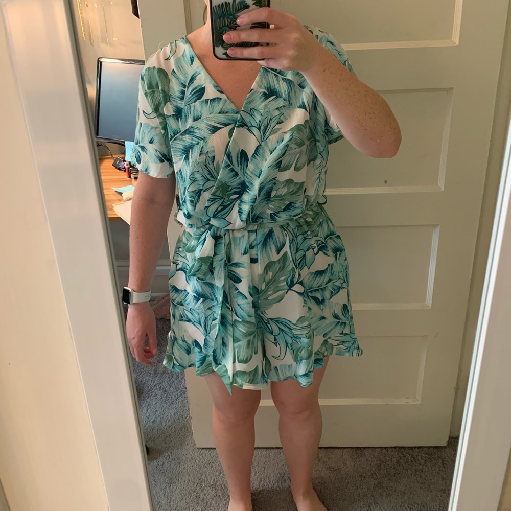 Palm print romper